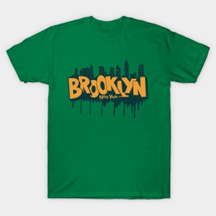 New York Brooklyn - Brooklyn Schriftzug - Brooklyn Logo mit skyline T-Shirt